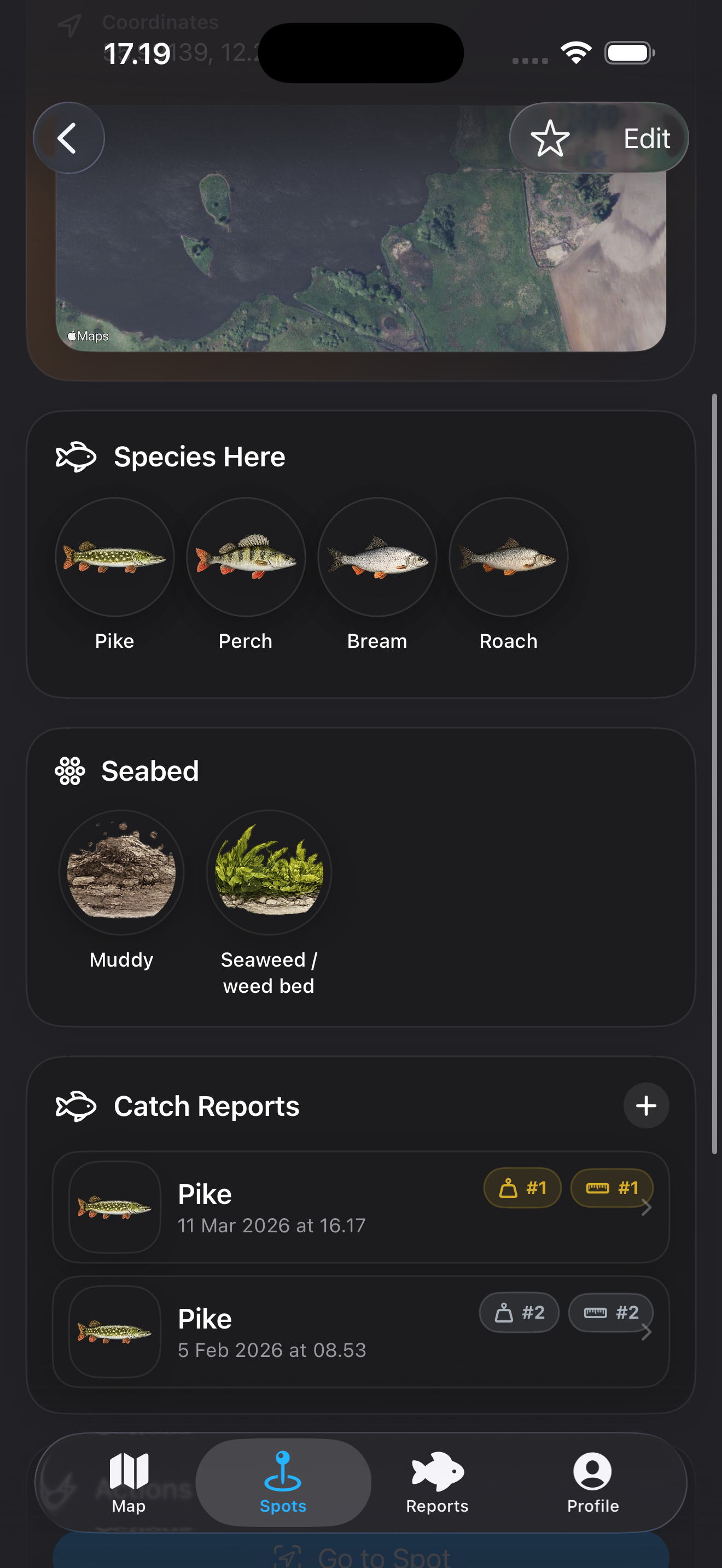 Spot detail screen